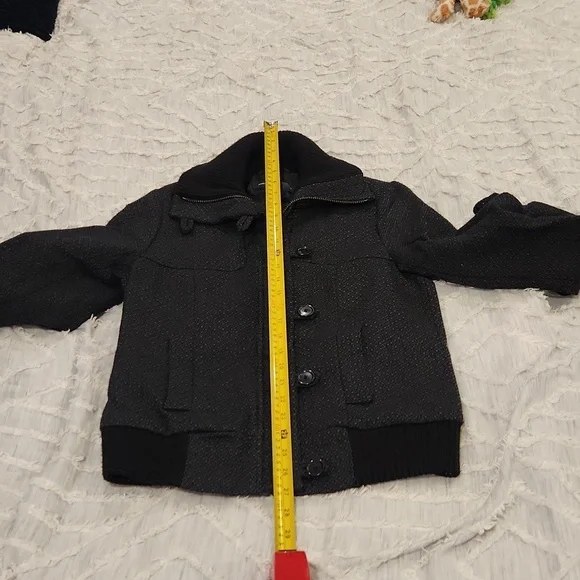 Beautiful gray and black wool French Connection button down/zipper coat size 8! - Picture 8 of 11